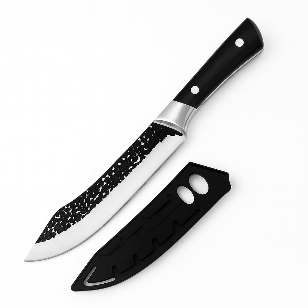 Machado Serbian Chef Knife - High Carbon Clad Steel Unagisaki Butcher Cleaver, Full Tang Kitchen Chef Knives - Ideal Fathers & Mothers Day Gifts