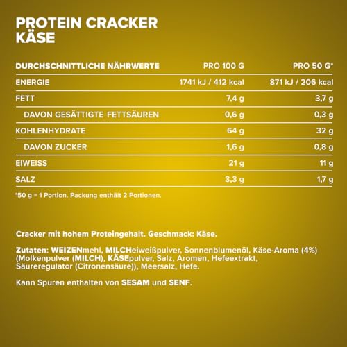 IronMaxx Protein Cracker - Cheese 100g | Knuspriger und zuckerarmer Snack mit 21% Eiweiß | Gebacken und nicht frittiert