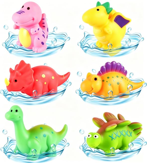 6 PCS Baby Bath Toys, Dinosaur Bath Toy For 1 2 3 4 Year Old Boys Girls Water Toys for Toddler Pool Toy for Bathtub Swimming Pool Dinosaur Gifts for Toddlers
