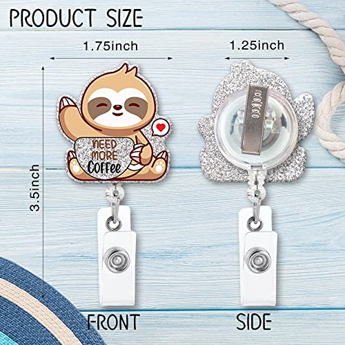 ZBBFSCSB Need More Coffee Funny Shaped Badge Reel Holder with Metal Shark Clip, Office Hospital Lab Work ID Tag, Badge Gift for Nurse, Gift for Doctor Coffee Lovers PA RN MD