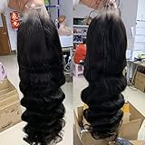 BEEOS 13x6 Transparent Swiss Lace Front Wig, 150% Density Body Wave Pre Plucked Hairline Human Hair...