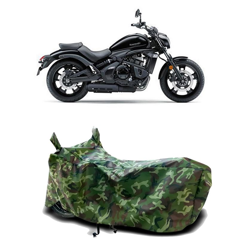 Image of DUFFEL-100% Heat Protection Two Wheeler Bike /Scooty Body Cover for Kawasaki Vulcan S Water Resistance /UV-Rays /Birds Dropping /Scratchproof /Dust Proof /Waterproof[Green Jungle Print]