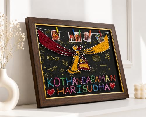 Image of HBH Wedding Couple Display Board with Names Photos Wall Decor