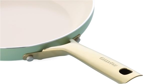 GreenPan Shades 3-Piece Ceramic Non-Stick Pan Set, Diameter 20/24/28 cm, PFAS-Free, Induction Safe, Golden Stainless Steel Handle, Dishwasher Safe, Oven Safe, Natural