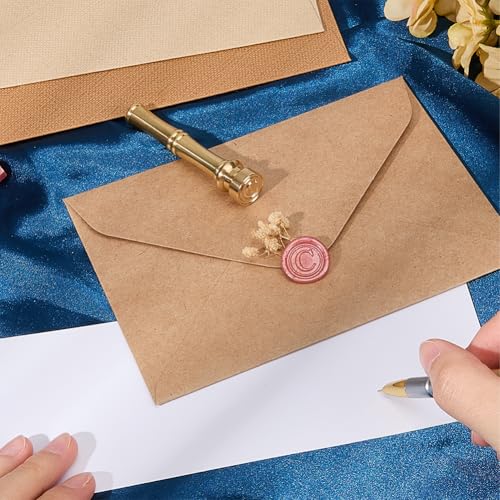 CRASPIRE C Wax Seal Stamp Letter Sealing Stamps 15mm Golden Metal Brass Retro Vintage Alphabet Initial Mini Stamp with Bamboo Stick Handle for Thanksgiving Cards Envelope Wrap Wedding Party Invitation - Image 3