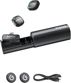 GODOX Wireless Microphones C01 Kit2 for iPhone 15/16 & Android,Mini Microphone with USB C,Intelligent Noise Reduction,48kHz/24bit Audio & 200m Range for Vlogging Live Streaming Interviews