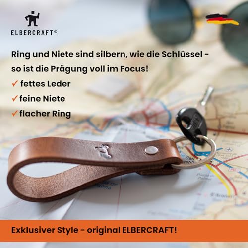 ELBERCRAFT® Schlüsselanhänger Leder WOHNMOBIL der Schlüssel Organizer für deine Schlüsseltasche keychain made in Germany braun Gravur schwarz
