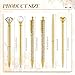 Qeeenar 6 Pcs Ballpoint Pens Set Metal Crystal Diamond Pen for Journaling Glitter Pretty Cute Stationery Black Ink Fancy Gifts for Women Girls Teacher Office Wedding School Supplies(Gold)