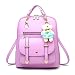 Womens Backpack Leather Multi-Way Girls School Backpack Cartoon Pendant,Purple
