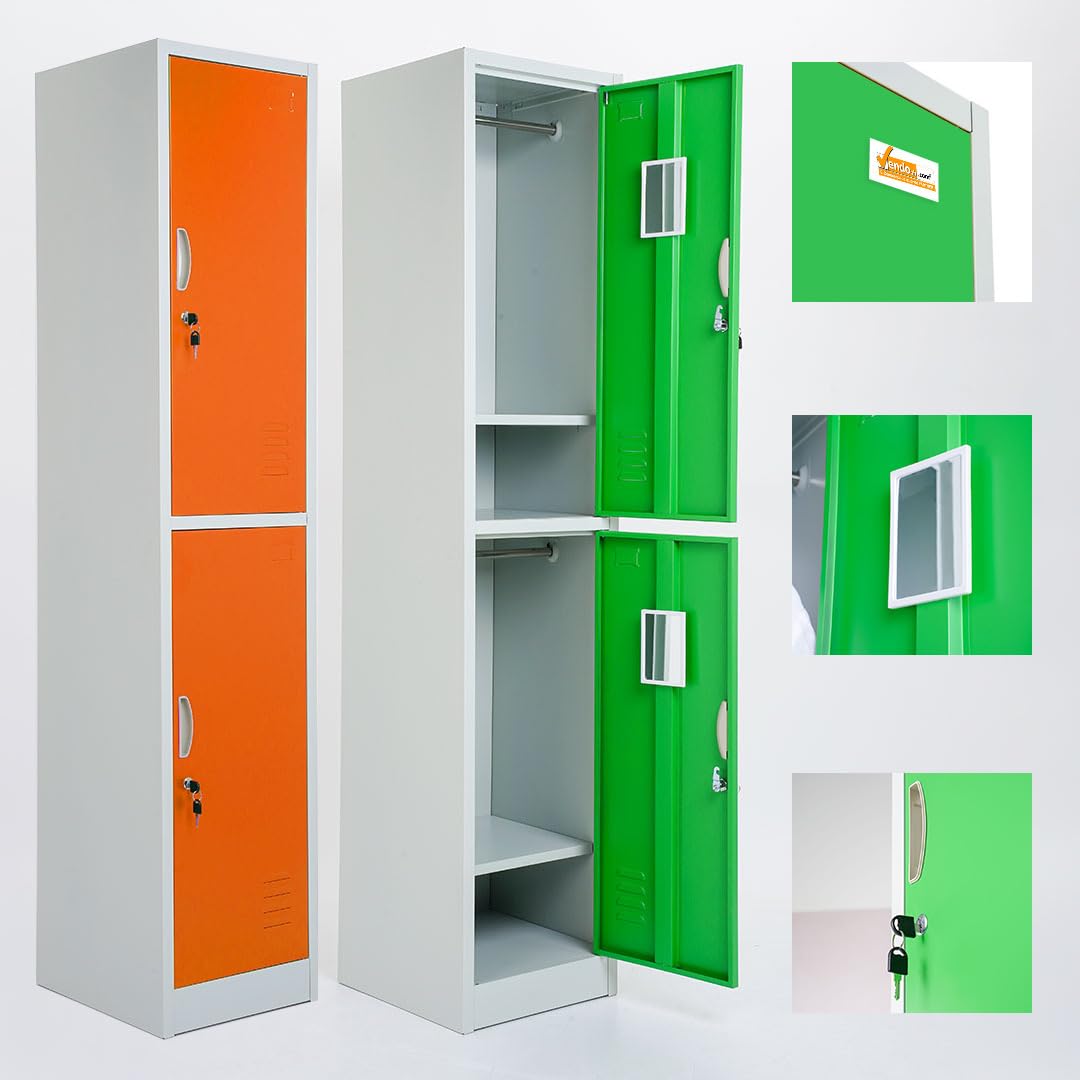 ARMADIETTI SPOGLIATOIO IN METALLO 38X180X42-2 ANTE SOVRAPPOSTE GRIGIO BLU ARANCIONE GIALLO VERDE - Arancio