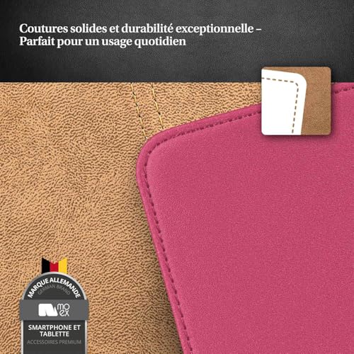 Étui iPhone 13 Pro Max moex en cuir végétalien rose chic avec clapet vertical - 5