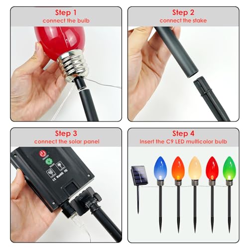 Luces navideñas solares BHCLIGHT C9 multicolor 10 pack miniatura 6