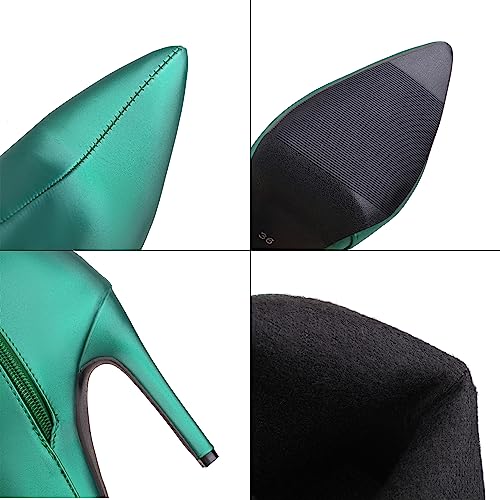 Bottines talons aiguilles grande taille 44 en maille stretch confortable vert clair