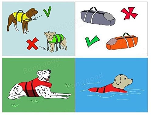 Ploopy Light Weight Haustier Hundeschwimmweste Schwimmsicherheitsweste, Nacht reflektierende Schwimmweste für Hunde Orange XL - 6