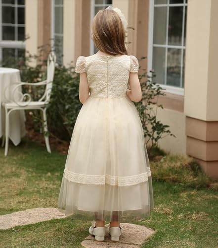 Flower Girl Dress Lace Embellished A-Line Cap Sleeves Kids Wedding Party Prom Dresses2