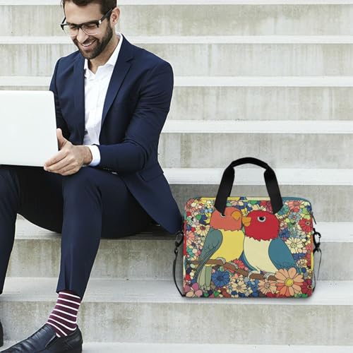 Funda para laptops con asa y correa, 15.6 pulgadas, diseño Lovebird miniatura 3