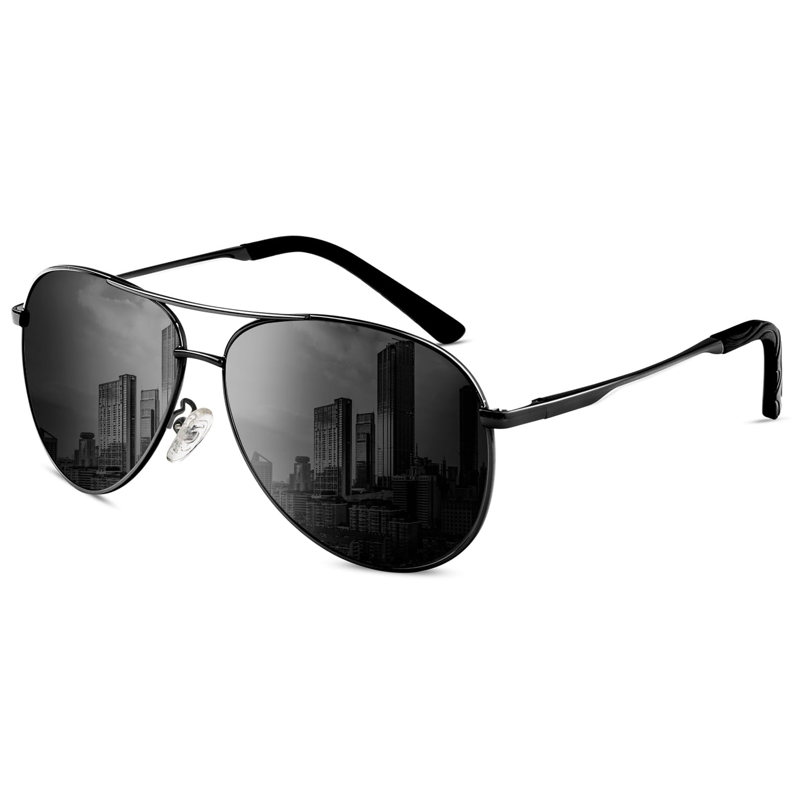 Mens Sunglasses Polarised Upgraded Pilot Sunglasses for Men Women Classic Style Sun Glasses UV Protection with Metal Frame Spring Hinge for Driving