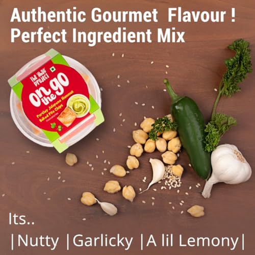 Image of The Khao Project On The Go Hummus Snack Pack| Parsley Jalapeno Hummus and Baked Pita Chips Combo (180 gms)| healthy snacks for kids|Travel Friendly| Protein Rich|Preservative Free|Vegan|Tasty Snack