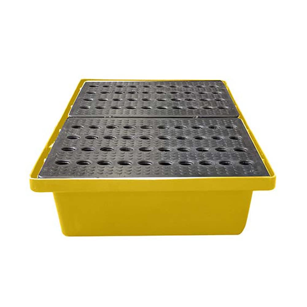 Plast'Up Rotomoulage Bac de rétention jaune 70l empilable avec caillebotis PEHD