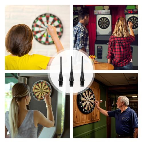 flintronic Dartspitzen Kunststoff, 100 Stück Ersatzspitzen für Softdart-Dartpfeile, 2BA-Gewinde Dartpfeil Spitzen, Stabile Dartspitzen Kunststoff, Nylon Spitzen für Dartpfeile Softdart (Schwarz)