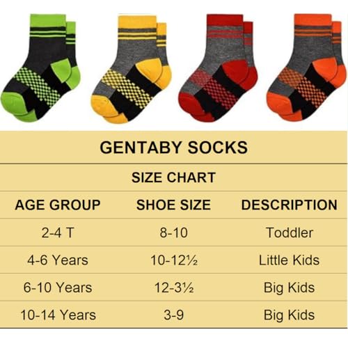 Boys Girls Crew Socks-12 pairs Athletic Colorful Cushioned Comfortable Soft Socks for Active Kids Aged 2-144