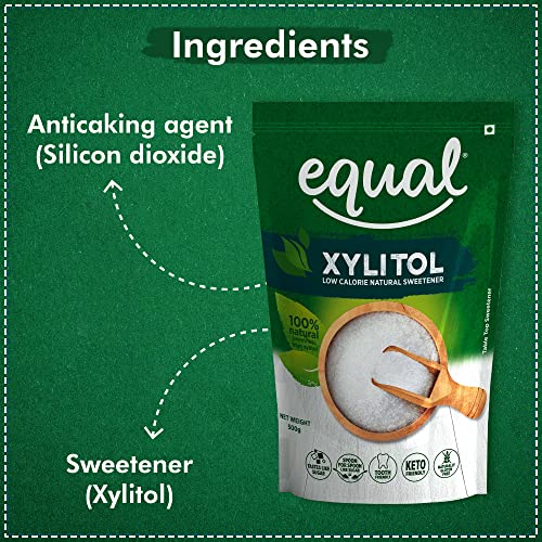 Image of Equal Xylitol Low Calorie Natural Sweetener| 100% Natural Sweetness from Xylitol | Low GI Sugar | Tooth Friendly | Tastes Just Like Sugar, 500g | Pack of 1