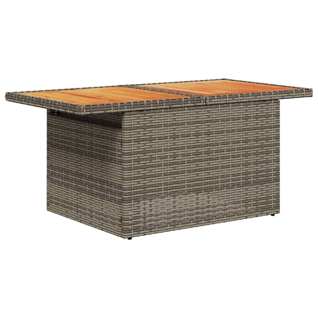 Set Divani da Giardino 7 pz in Rattan PE Grigio | Salotto da esterno componibile con tavolo regolabile e cuscini blu per momenti di relax in terrazzo o giardino.