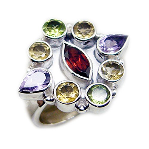 Bague citrine améthyste grenat péridot argent massif formes mixtes