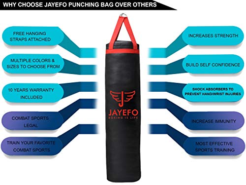 Jayefo Sports Punching Bag - Hanging Boxing Bag For Mma, Karate, Judo, Muay Thai, Kickboxing, Self Defense Training For Training At Home Or Gym - Unfilled Heavy Bag 70 To 100 Lbs - 4Ft - Red #TOP2