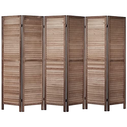 RHF 6 Panel 5.6 Ft Tall Wood Room Divider, Folding Room Divider Screens, Panel Screen Room Dividers, Folding Privacy Screens,Partition & Wall Divider,Space Seperater,Freestanding (6 Panel, Brown)