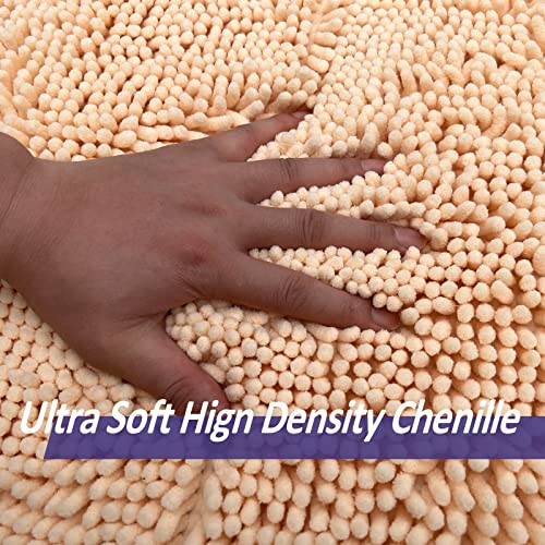 Image of Bathroom Rugs 3 piece Bath Rugs Sets 3 Piece, Extra Soft and Absorbent Shaggy Bathroom Mat Rugs, Machine Washable, Non-Slip Plush Carpet Cream