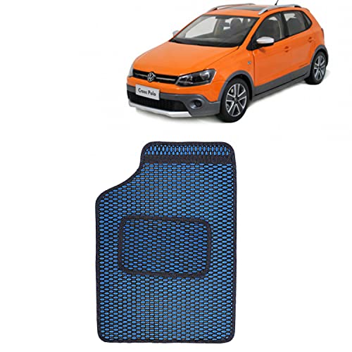 Image of Kingsway Dotted Design Car Floor Foot Mats Universal Fit for Volkswagen Polo Cross, Model Year : 2010 Onwards, Water and Dustproof, Color Blue, Set of 5 Pieces