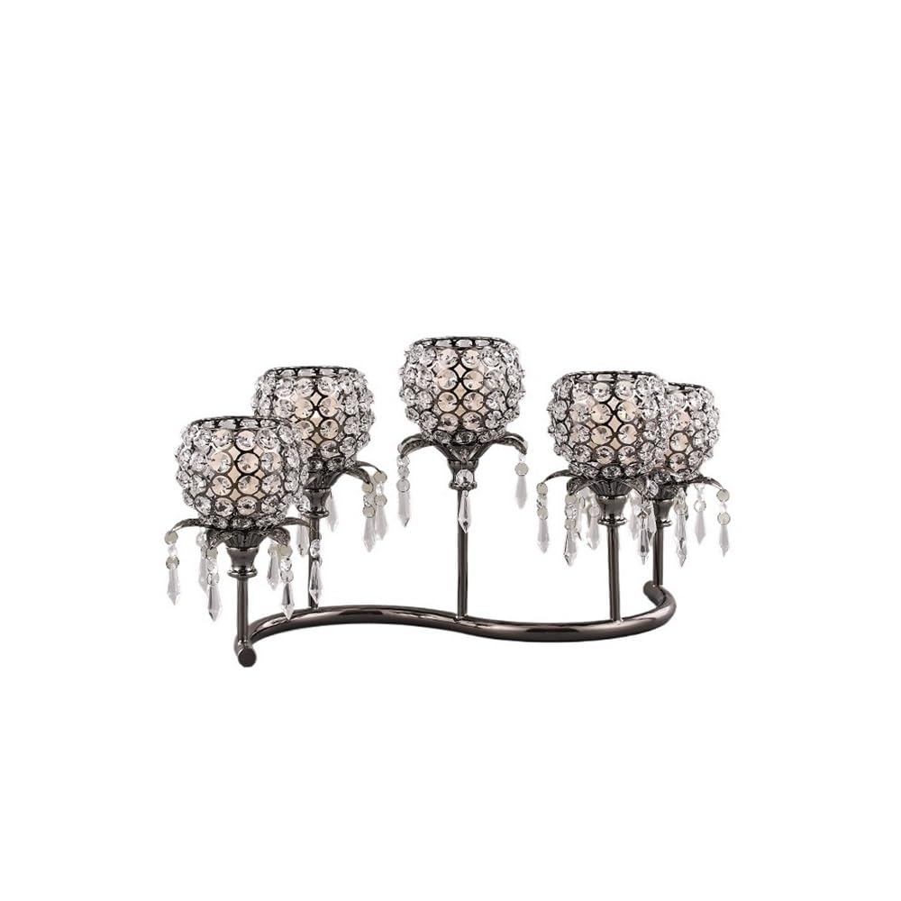 Chandelier européen en cristal noir bougeoir stable pour centre de table