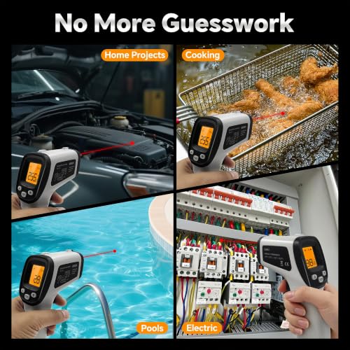 Image of Infrared Thermometer Gun, Digital Laser Temperature Gun -58F to 1022F, Adjustable Emissivity, LCD Backlight, MAX /MIN Display, Non-Contact Thermometer for Pizza Oven, BBQ, HVAC, Griddle
