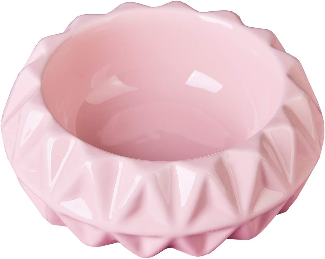 MushroomCat Cat Bowl Personalized Flower Design Water Food Dish Ceramic (Pink)