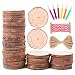 Caydo 50 Pieces 2.4-2.8 Inches Christmas Unfinished Predrilled Wood Slices Thickness of 0.5cm Round Log Discs and 33 Feet Natural Jute Twine for Christmas Ornaments and Home Hanging Decorations