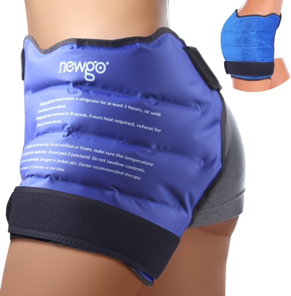 NEWGO Hip Ice Pack Wrap After Hip Replacement Surgery, Gel Cold Therapy Pack Reusable for Sciatica, Injuries Pain Relief, Bursitis & Swelling