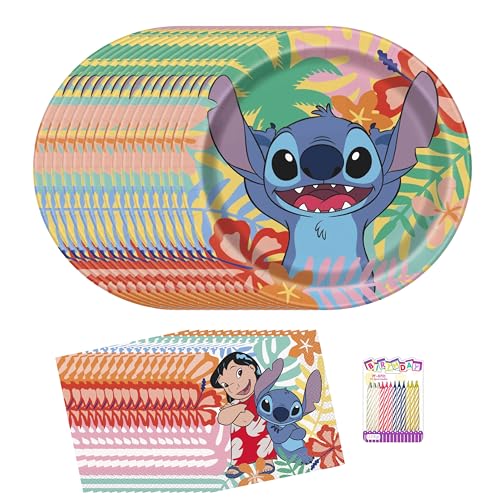 Kit anniversaire Stitch pour 16 personnes pour éviter la vaisselle après la fête