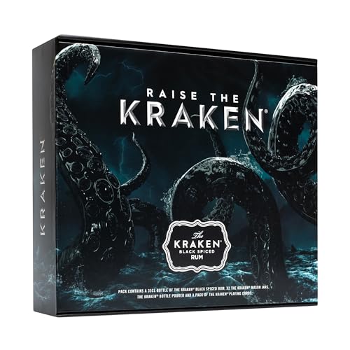 The Kraken Spiced Rum Gift Set - 35cl Official Kraken Black Spiced, 2x Mason Jar Glasses, Bottle Pourer, Playing Cards - Cocktail Rum Gifts for Men, Alcohol Gifts for Women, Birthday, Valentines - Image 7