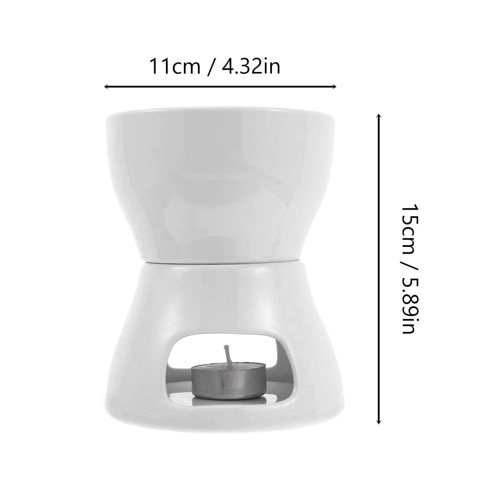 Gatuida Fondue de Cerámica 400ml para Chocolate y Queso Vela