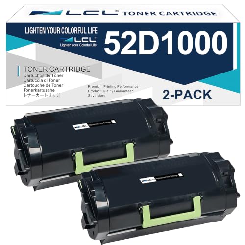 LCL 52D1000 Compatible Toner Cartridge for Lexmark MS810 MS811 MS812 MS710 MS711 Printer, High Yield, 2-Pack Black Replacement for 521