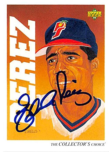 Sports Memorabilia Autograph Warehouse 366126 Eduardo Perez Autographed Baseball Card - 1992 Upper Deck Minors-24 Checklist Art