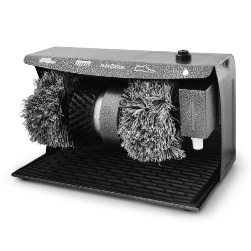 Klarstein 17C - Limpia Zapatos eléctrico, pulidor de Zapatos, Motor de 120 W, 2 cepillos de algodón giratorios, Cepillo de Limpieza, dispensador de betún para Calzado, Negro