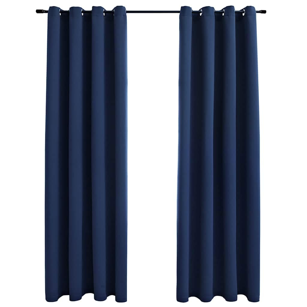 Zasłony Oscur z metalowymi pierścieniami 2 szt. niebieski 140 x 175