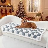 Picture of Maasechs Couch Cover for Dogs Washable, Plaid Sofa Cover Protector, Car Seat Protector for Dogs, Anti-Slip Travel Bed for Suvs, Sedans, Trucks(Slate Blue,59x28 Inch)