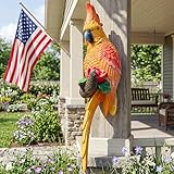 Euiroet Perroquet tropical à suspendre, figurines d'oiseaux murales en résine, statues d'oiseau, décoration d'intérieur pour bar Tiki, parfait pour les décorations de cour, décorations d'arbre en
