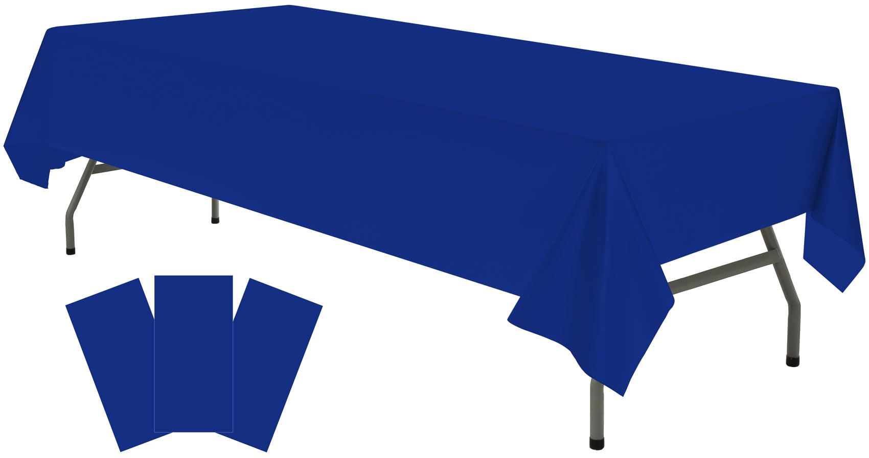 Plastic Royal Blue Tablecloths 3 Pack Disposable Table Covers 54" x 108" Dark Blue Table Cloths PEVA Party Tablecovers for Parties Picnic Birthday