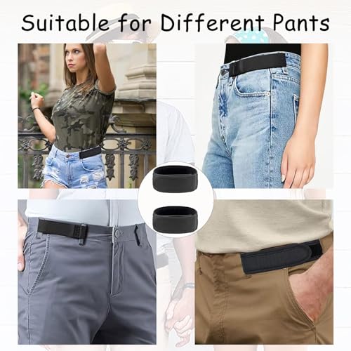 Image of 2 Pack Elastic Belt For Men, Black Stretchable Belt Without Buckle, Adjustable Waist Belt For Pants Jeans Shorts, Comfortable Formal Belt For Travel Work Daily Wears, 41cm x 4cm x 1.2cm