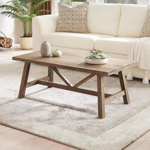Wnutrees Farmhouse Coffee Table with V-Shaped Support