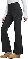 Baleaf Women's Thick Fleece Lined Flare Leg Pants - Water Resistant Winter Cargo Pants High Waisted Warm for Hiking & Casual